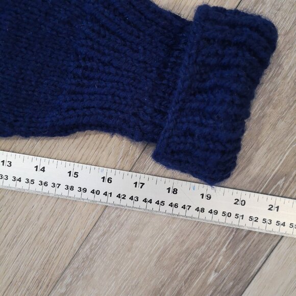 Vintage Wool Fair Isle Sweater Hand Knit Chunky Blue White Men's M Wom L Lovely - Picture 15 of 16